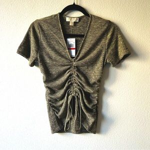 Michael Kors Short Sleeve V-neck Crop Top - Size XS - NWT